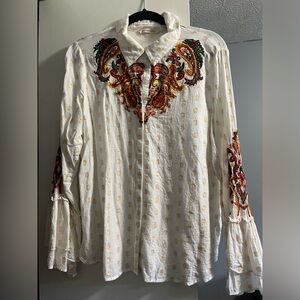 Gold and colorful embroidered blouse